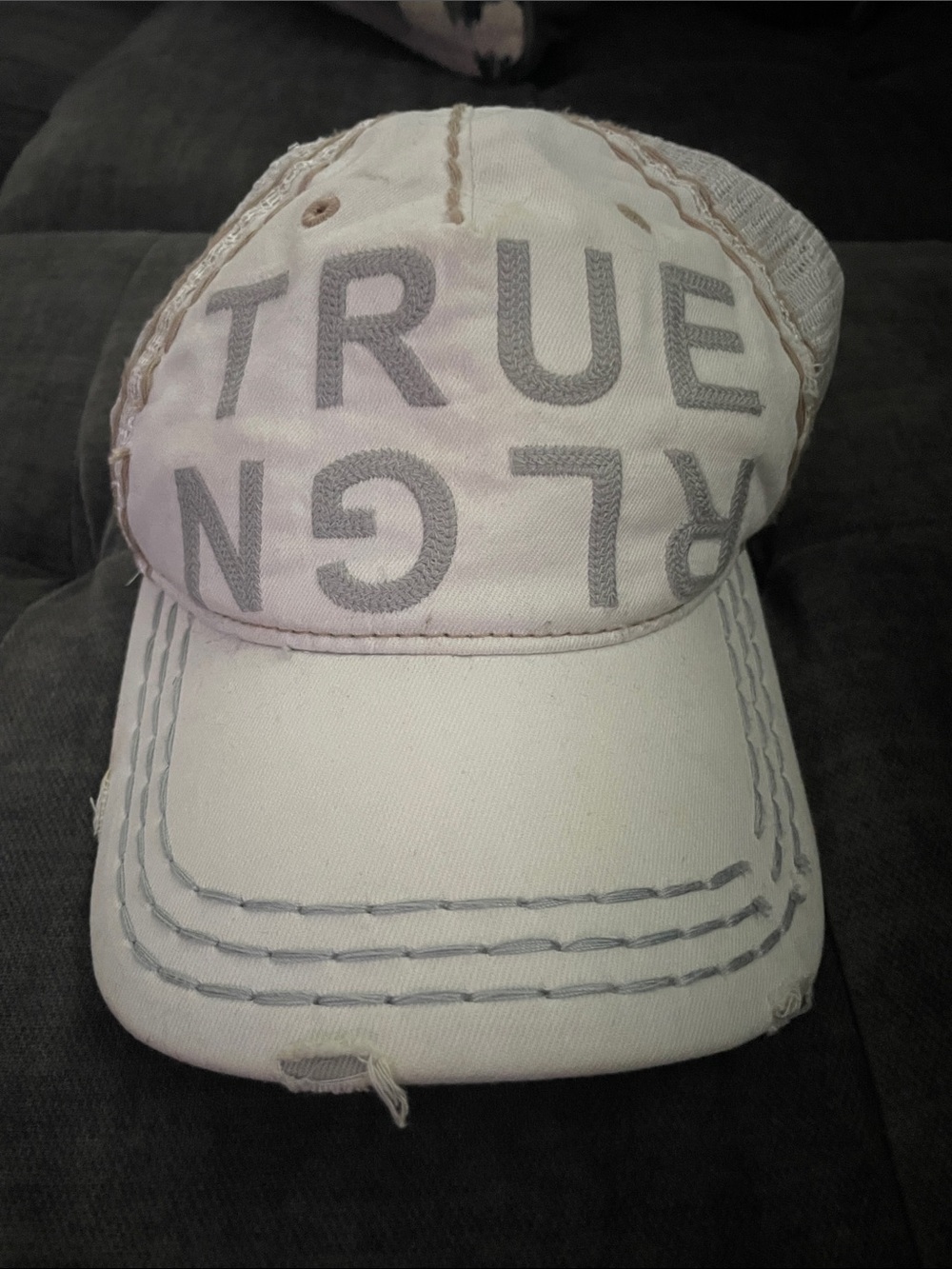 True Religion Distressed Trucker Hat